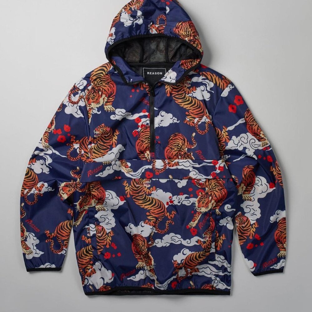 Reason Brand jacket Japanese tiger pullover hoodie halfzip anorak Chinese anime